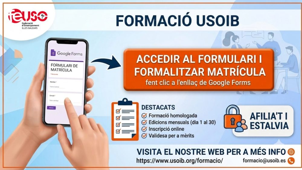 Matricula’t als cursos de formació USOIB